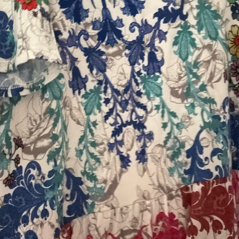 Johnny Was Shellinay Tiered Tea Length Dress Floral Boho Luxury Multi Color M - Picture 3 of 5